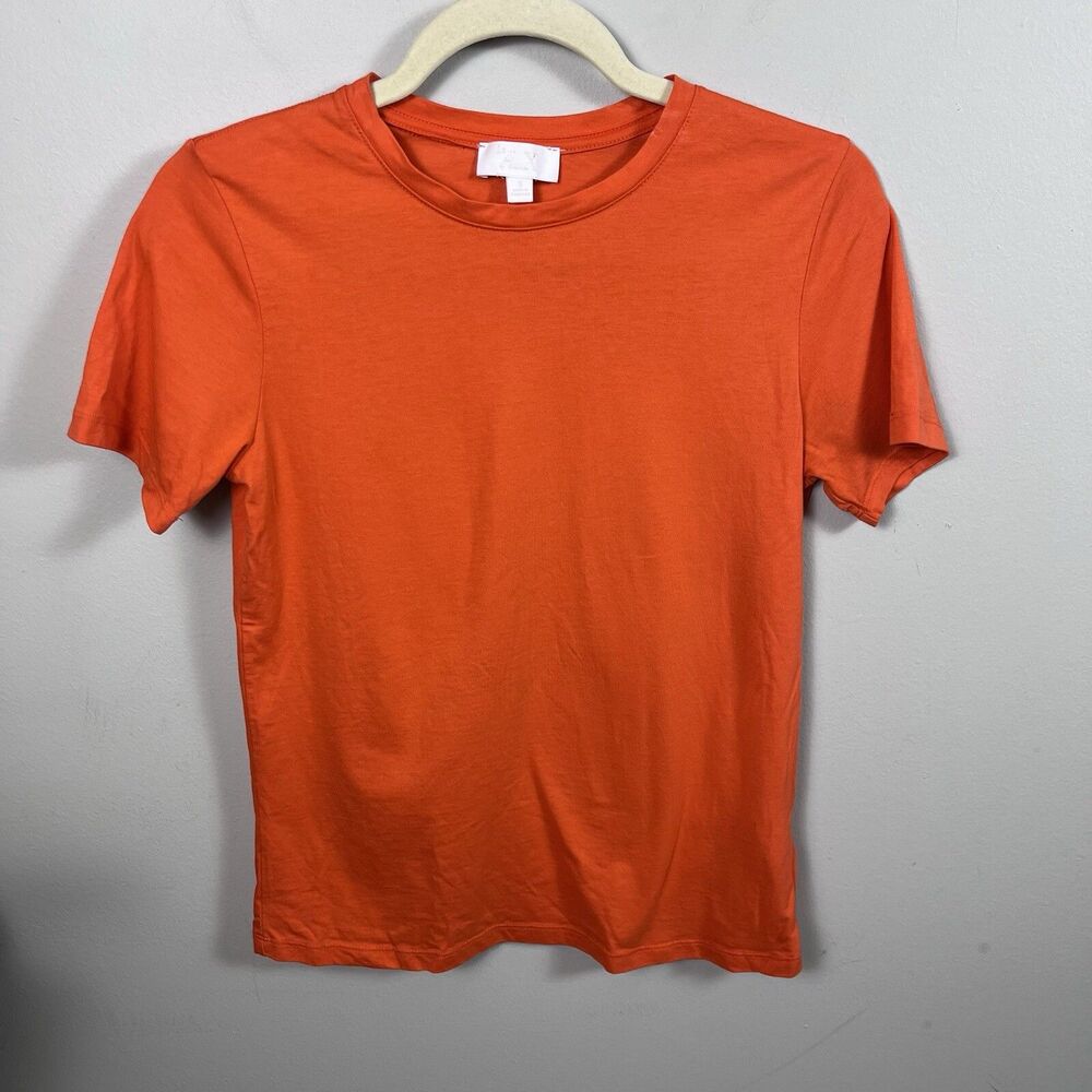 Le' AL.X Womens Shirt Women's Small T-Shirt Up Short Sleeve Orange